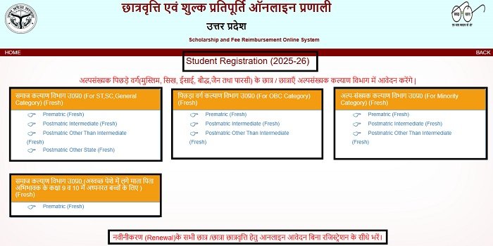 Uttar Pradesh Scholarship Registration